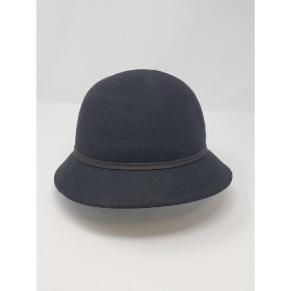 SCALA 100% WOOL BLACK CLOCHE BUCKET STYLE HAT WOMEN OS ADJUSTABLE - Picture 12 of 12